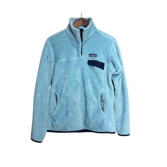Patagonia Polar Fleece Mint Baby Blue Syncilla Pull Over Coat Jacket - Picture 1 of 8